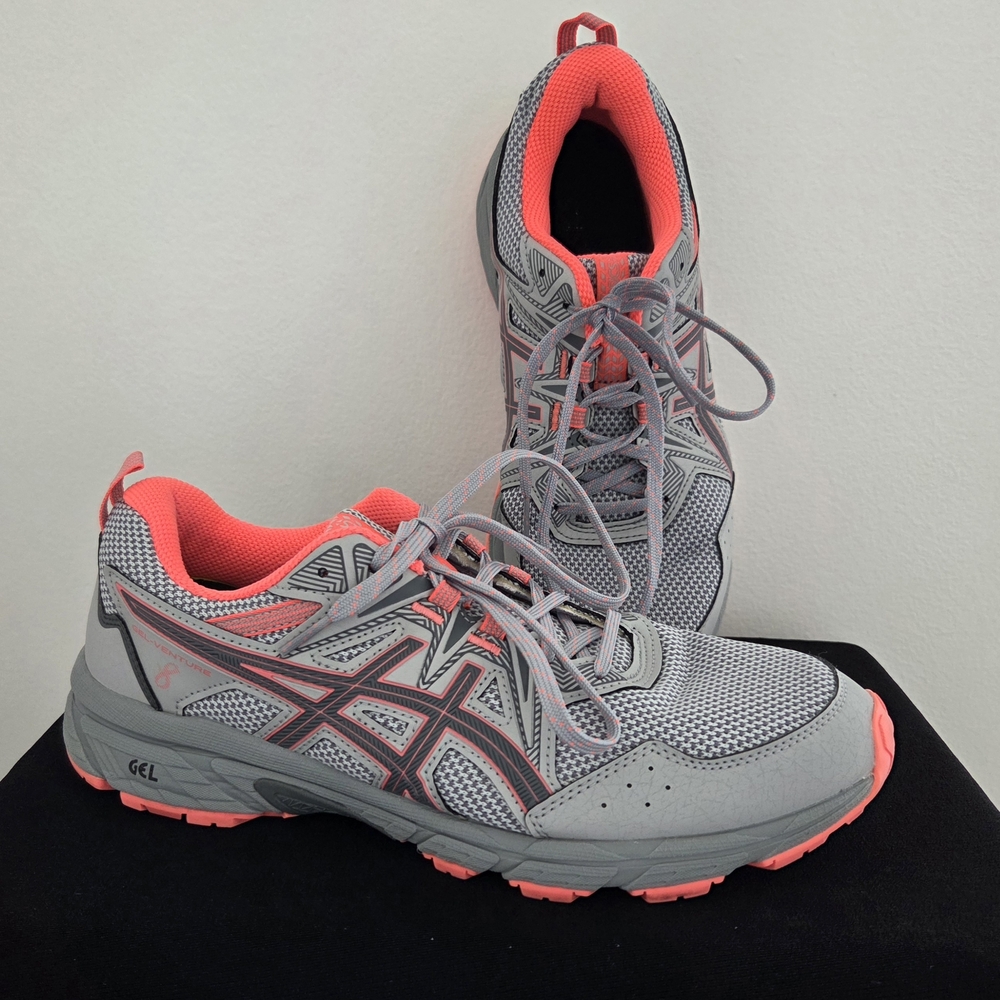 Asics Gray and Coral Women's Athletic Running Shoes